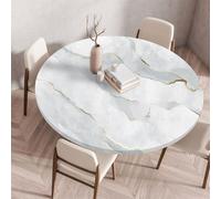 Treer Nappe Ronde, Nappes Rondes avec Bord Élastique, 3D Nappe Exterieur Lavable, Nappes Polyester Anti Taches, Nappe de Table pour Cuisine Jardin Fête Table (140cm,Gris Sables Mouvants)