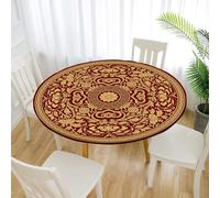 Treer Nappe Ronde, Nappes Rondes avec Bord Élastique, Modèle de Mandala Nappe Exterieur Lavable, Nappes Polyester Anti Taches, Nappe de Table pour Cuisine Jardin Fête Table (130cm,Rouge)
