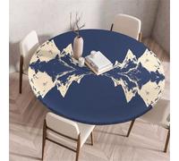Treer Nappe Ronde, Nappes Rondes avec Bord Élastique, Nappe Anti Tache Lavable, Motif de Montagne Enneigée Protege Table Exterieur, Table Cloth pour Cuisine Jardin Fête Table (Marine,150cm)