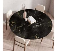 Treer Nappe Ronde, Série Noire Nappes Rondes avec Bord Élastique, Nappe Exterieur Lavable, Nappes Polyester Anti Taches, Nappe de Table pour Cuisine Jardin Fête Table (120CM,Marbre)