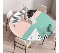 Treer Nappe Ronde, Texture Géométrique Nappes Rondes avec Bord Élastique, Nappe Anti Tache Lavable, Protege Table Exterieur, Table Cloth pour Cuisine Jardin Fête Table (Vert,100cm)