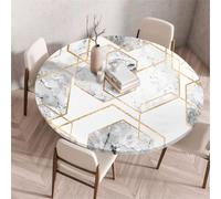 Treer Nappe Ronde, Texture Géométrique Nappes Rondes avec Bord Élastique, Nappe Anti Tache Lavable, Protege Table Exterieur, Table Cloth pour Cuisine Jardin Fête Table (Gris,120cm)