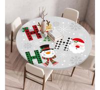 Treer Nappe Ronde, Thème Joyeux Noël Nappes Rondes avec Bord Élastique, Nappe Anti Tache Lavable, Protege Table Exterieur, Table Cloth pour Cuisine Jardin Fête (Gris,120cm)