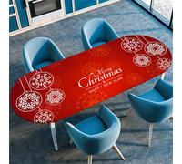 Treer Nappe Style de Noël Européen, Nappe de Table Ovale avec Bord Élastique,Protection Table Essuyable Cuisine Salon,Nappe Anti Taches,Nappes pour Table de Jardin Fête (Flocons de Neige,132x305cm)