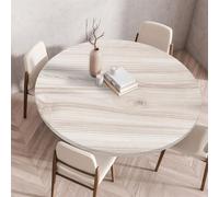 Treer Nappes Ronde Impression 3D sur Bois, Nappe Rondes avec Bord Élastique,Nappe Exterieur Lavable Polyester Anti Taches Nappe de Table pour Cuisine Jardin Fête Table (Beige,120cm)