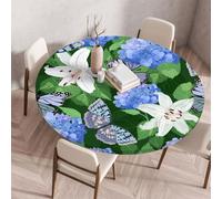 Treer Nappes Ronde Imprimé Floral Feuilles Vertes,Nappe Rondes avec Bord Élastique,Nappe Exterieur Lavable Réutilisable Anti Taches Nappe de Table pour Jardin Fête Table (Feuilles Vertes,120cm)