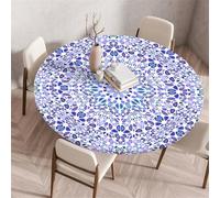 Treer Nappes Ronde Motif de Style Européen, Nappe Rondes avec Bord Élastique, Nappe Exterieur Lavable Réutilisable Anti Taches Nappe de Table pour Cuisine Jardin Fête Table (Violet,140cm)