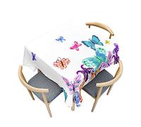 Treer Papillon Coloré Nappe, Effet Lotus Nappe de Table,Nappe de Jardin Lavable, Carré Nappe Anti-Taches en Polyester Adaptée à Décoration Intérieure et Extérieure (120x120cm,Coloré)