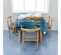 Treer Paysage de Venise Nappe Carrée, Nappe de Table Anti Taches, Nappe de Jardin Lavable, Nappe en Polyester Essuyable, pour Table Basse, Picnic, Décoration, Mariage (60x60cm,Venise 1)