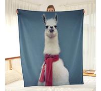 Treer Plaid Couverture Polaire en Flanelle, Couverture de Canapé Jeté de Lit Imprimé Lama Couverture de Voyage Douce et Chaude pour Adultes et Enfants (80x120cm,Lama Blanc)