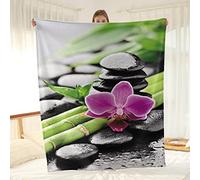Treer Plaid Couverture Polaire en Flanelle, Couverture de Canapé Jeté de Lit Imprimé Zen Couverture de Voyage Douce et Chaude pour Adultes et Enfants (130x150cm,Orchidée 1)