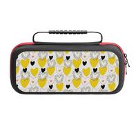Treer Pochette de Transport Compatible pour Nintendo Switch, Cœur Imprimé, Pochette Housse Coque avec 20 Emplacement pour Carte en Matériau Durable Anti Protection (Cœur Jaune)