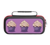 Treer Pochette de Transport Compatible pour Nintendo Switch, Impression de Gâteau Violet, Pochette Housse Coque avec 20 Emplacement pour Carte en Matériau Anti Protection (Crème glacée aux amandes)