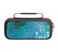 Treer Pochette de Transport Compatible pour Nintendo Switch, Motif Attrape-Rêves, Pochette Housse Coque avec 20 Emplacement pour Carte en Matériau Durable Anti Protection (Cyan)