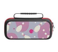 Treer Pochette de Transport Compatible pour Nintendo Switch, Motif Boule de Bowling, Pochette Housse Coque avec 20 Emplacement pour Carte en Matériau Durable Anti Protection (Violet Gris)