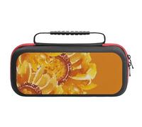 Treer Pochette de Transport Compatible pour Nintendo Switch, Motif Floral Imprimé, Pochette Housse Coque avec 20 Emplacement pour Carte en Matériau Durable Anti Protection (Orange,26x11.5x5.2 cm)