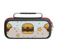 Treer Pochette de Transport Compatible pour Nintendo Switch, Motif Hamburger, Pochette Housse Coque avec 20 Emplacement pour Carte en Matériau Durable Anti Protection (Bleu-Gris)