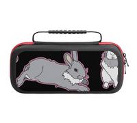 Treer Pochette de Transport Compatible pour Nintendo Switch, Motif Lapin, Pochette Housse Coque avec 20 Emplacement pour Carte en Matériau Durable Anti Protection (Lapin Gris)