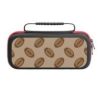 Treer Pochette de Transport Compatible pour Nintendo Switch, Motif Rugby, Pochette Housse Coque avec 20 Emplacement pour Carte en Matériau Durable Anti Protection (Marron Clair)
