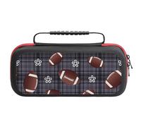 Treer Pochette de Transport Compatible pour Nintendo Switch, Motif Rugby, Pochette Housse Coque avec 20 Emplacement pour Carte en Matériau Durable Anti Protection (Gris foncé)