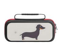 Treer Pochette de Transport Compatible pour Nintendo Switch, Motif Teckel, Pochette Housse Coque avec 20 Emplacement pour Carte en Matériau Durable Anti Protection (Gris Clair)