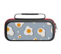 Treer Pochette de Transport Compatible pour Nintendo Switch, Motif Œuf au Plat, Pochette Housse Coque avec 20 Emplacement pour Carte en Matériau Durable Anti Protection (Gris)