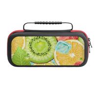 Treer Pochette de Transport Compatible pour Nintendo Switch, Motifs de Fruits Éclatants, Pochette Housse Coque avec 20 Emplacement pour Carte en Matériau Durable Anti Protection (Kiwi)