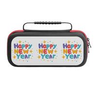 Treer Pochette de Transport Compatible pour Nintendo Switch, Motifs du Nouvel an, Pochette Housse Coque avec 20 Emplacement pour Carte en Matériau Anti Protection (Rouge Bleu Jaune)