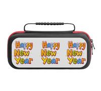 Treer Pochette de Transport Compatible pour Nintendo Switch, Motifs du Nouvel an, Pochette Housse Coque avec 20 Emplacement pour Carte en Matériau Anti Protection (Orange Jaune Vert)