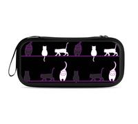 Treer Pochette de Transport pour Nintendo Switch 2, Motif Chat Dessin Animé Réversible, Pochette Housse Coque avec 10 Emplacement pour Carte en Matériau Durable Anti Protection (Violet)
