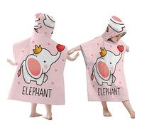 Treer Poncho à Capuche Serviette pour Baignade, Dessin animé Animal Enfants Plage Natation Peignoir de Séchage Rapide Serviettes de Bain pour Garçon Fille Piscine Beach (60x60cm,Éléphant)
