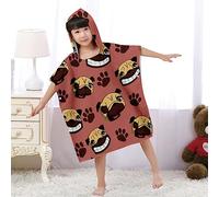 Treer Poncho à Capuche Serviette pour Baignade, Dessin animé Chien de sable Enfants Plage Natation Peignoir de Séchage Rapide Serviettes de Bain pour Garçon Fille Piscine Beach (65x75cm,Beau)