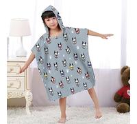 Treer Poncho à Capuche Serviette pour Baignade, Dessin animé Chien de sable Enfants Plage Natation Peignoir de Séchage Rapide Serviettes de Bain pour Garçon Fille Piscine Beach (65x75cm,Gris)