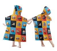 Treer Poncho à Capuche Serviette pour Baignade, Dessin animé Voiture Enfants Plage Natation Peignoir de Séchage Rapide Serviettes de Bain pour Garçon Fille, Piscine Beach (60x60cm,couleur)