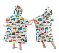 Treer Poncho à Capuche Serviette pour Baignade, Dessin animé Voiture Enfants Plage Natation Peignoir de Séchage Rapide Serviettes de Bain pour Garçon Fille, Piscine Beach (60x60cm,Blanc)