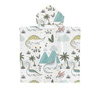 Treer Poncho à Capuche Serviette pour Baignade, Dinosaure Impression Enfants Plage Natation Peignoir de Séchage Rapide Serviettes de Bain pour Garçon Fille Piscine Beach (Dinosaure 1,60x60cm)