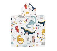 Treer Poncho à Capuche Serviette pour Baignade, Dinosaure Impression Enfants Plage Natation Peignoir de Séchage Rapide Serviettes de Bain pour Garçon Fille Piscine Beach (Dessin animé,70x90cm)