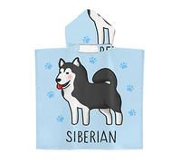 Treer Poncho à Capuche Serviette pour Baignade, Impression Animale Enfants Plage Natation Peignoir de Séchage Rapide Serviettes de Bain pour Beach, Garçon Fille Piscine (70x90cm,Rauque)