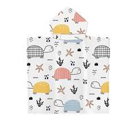 Treer Poncho à Capuche Serviette pour Baignade, Impression de Animal Enfants Plage Natation Peignoir de Séchage Rapide Serviettes de Bain pour Garçon Fille Piscine Beach (65x75cm,Tortue)