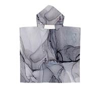 Treer Poncho à Capuche Serviette pour Baignade, Marbre Impression Enfants Plage Natation Peignoir de Séchage Rapide Serviettes de Bain pour Beach, Garçon Fille Piscine (60x60cm,Gris)