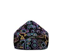 Treer Pouf Poire sans Garnissage, Géant Fauteil Poire sans Remplissage, 3D Motif Manette de Jeux Vidéo Housse de Pouf Poire, Chaise Longue de Salon pour Adulte Enfants (M:80x90,Bleu Violet)