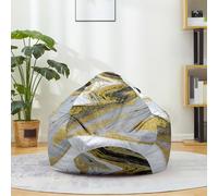 Treer Pouf Poire sans Garnissage pour Adulte Enfants, Marbre Motif Lin Géant Lavable Housse de Pouf Poire, Chaise de Salon pour Intérieur Détente (Gris,70x80 cm)
