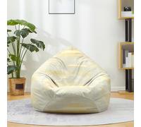 Treer Pouf Poire sans Garnissage pour Adulte Enfants, Marbre Motif Lin Géant Lavable Housse de Pouf Poire, Chaise de Salon pour Intérieur Détente (Beige,70x80 cm)