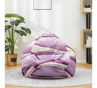 Treer Pouf Poire sans Garnissage pour Adulte Enfants, Marbre Motif Lin Géant Lavable Housse de Pouf Poire, Chaise de Salon pour Intérieur Détente (Violet Blanc,130x150 cm)