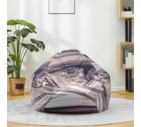 Treer Pouf Poire sans Garnissage pour Adulte Enfants, Marbre Motif Lin Géant Lavable Housse de Pouf Poire, Chaise de Salon pour Intérieur Détente (Café,130x150 cm)