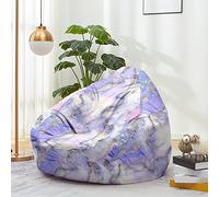 Treer Pouf Poire sans Remplissage, Motif de Marbre Abstrait 3D Fauteuils Poire pour Enfant Ado Adulte, Housse de Pouf Lavable pour Salon Chambre avec Fermeture Éclair (90x110cm,Violet Clair)