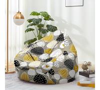 Treer Pouf Poire sans Remplissage pour Enfants et Adultes, Housse de Pouf Fauteuil Imprimé œuf de Pâques Lapin avec Fermeture Éclair Tissu Doux Lavable pour Salon Chambre (Or,80x90cm)
