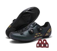 Treer Rennradschuhe Fahrradschuhe Herren Damen, Rennrad Schuh Mountain Bikes Schuhe Outdoor Radschuhe Fahrrad Indoor Spin Kompatibel Look/SPD-Cleats, 36-48EU Printemps et Été (Vert foncé,43)