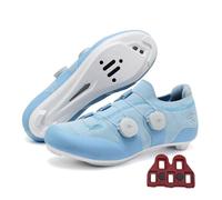 Treer Rennradschuhe Fahrradschuhe Herren Damen, Rennrad Schuh Mountain Bikes Schuhe Outdoor Radschuhe Fahrrad Indoor Spin Kompatibel Look/SPD-Cleats, 37-47EU Printemps et Été (Bleu,46)