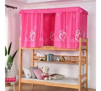 Treer Rideau Occultant pour Dessous de Lit Long, Rideau de Lit Mezzanine Anti-Poussière Occultant pour Lit Superposé ou Lit Cabane, Rideau Lit mi Hauteur (1.5x2M,Coeur Rose)